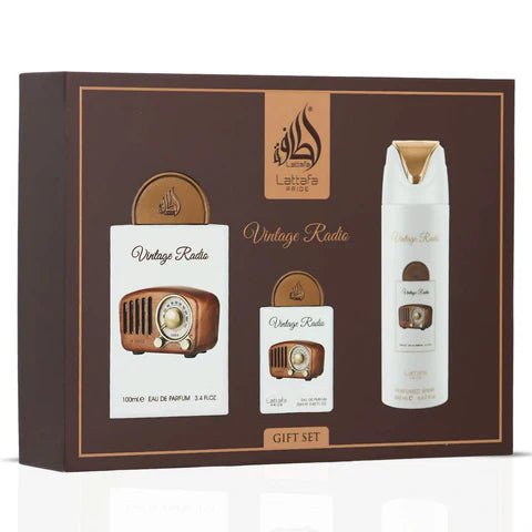 Vintage Radio 3-Piece Perfume Gift Set by Lattafa Pride