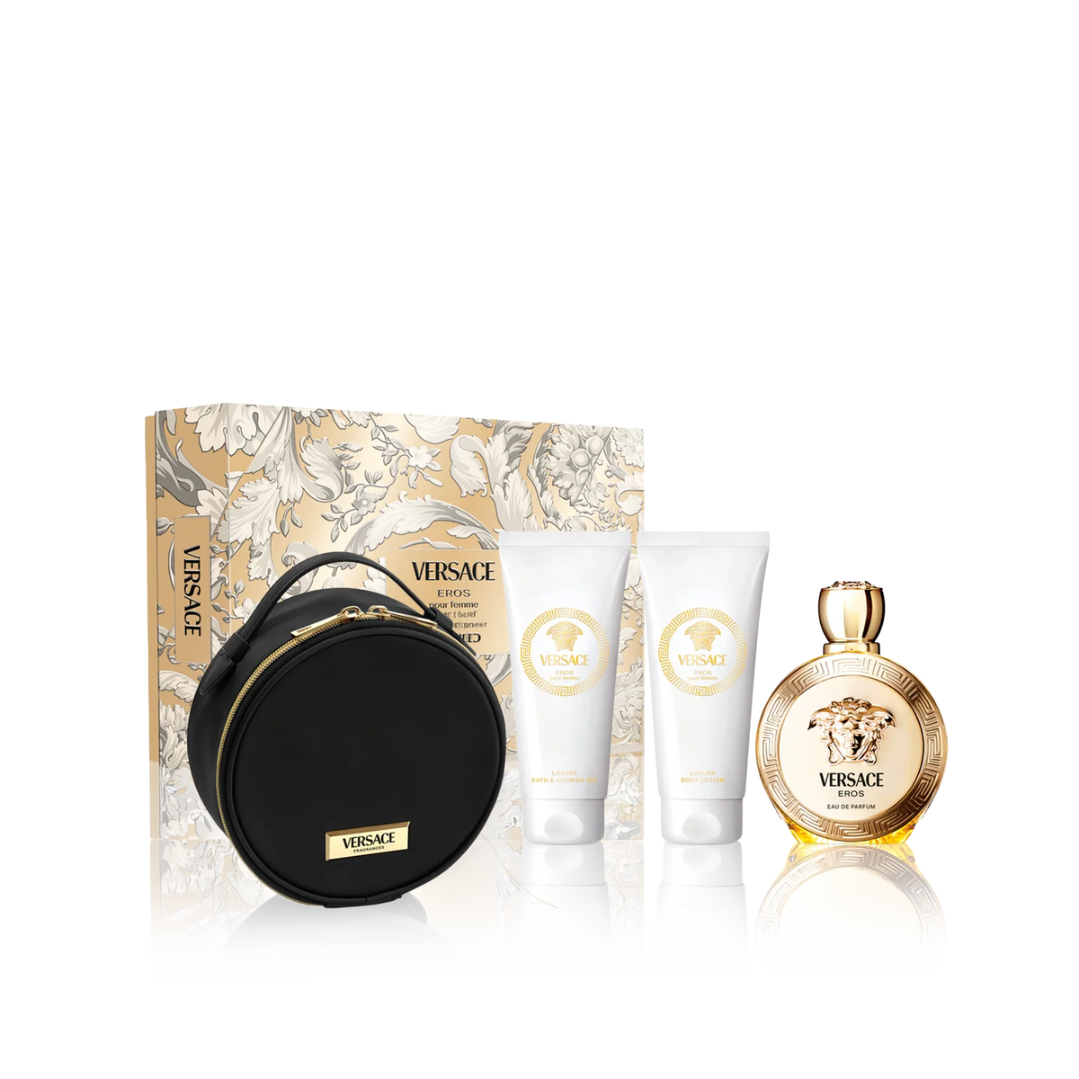 Versace 4-Pc. Eros Pour Femme Eau De Parfum Fragrance with Round Makeup Bag Gift Set