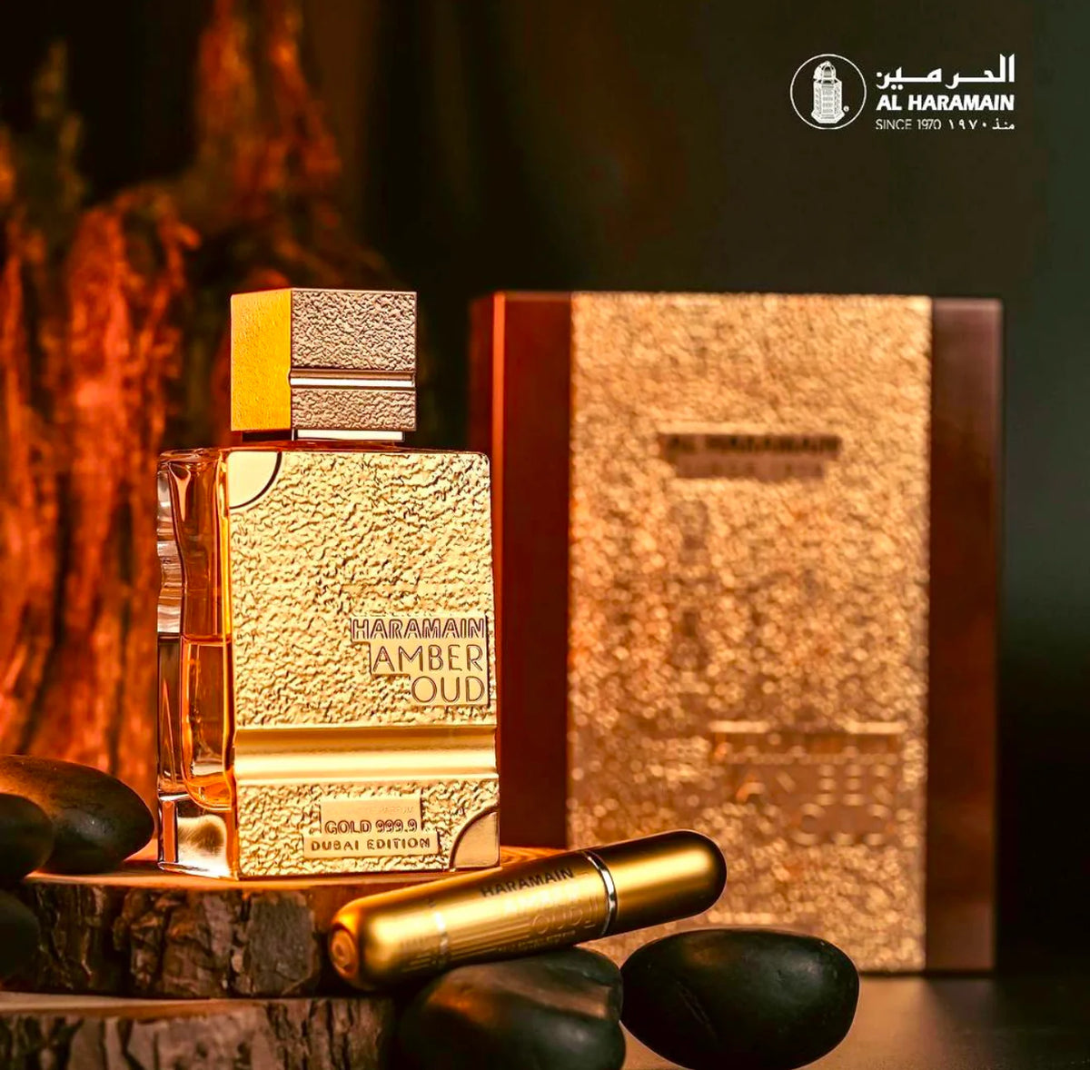 AL HARAMAIN AMBER OUD GOLD 999.9 DUBAI EDITION 3.4 OZ EXTRAIT DE PARFUM+ REFILLABLE ATOMISER