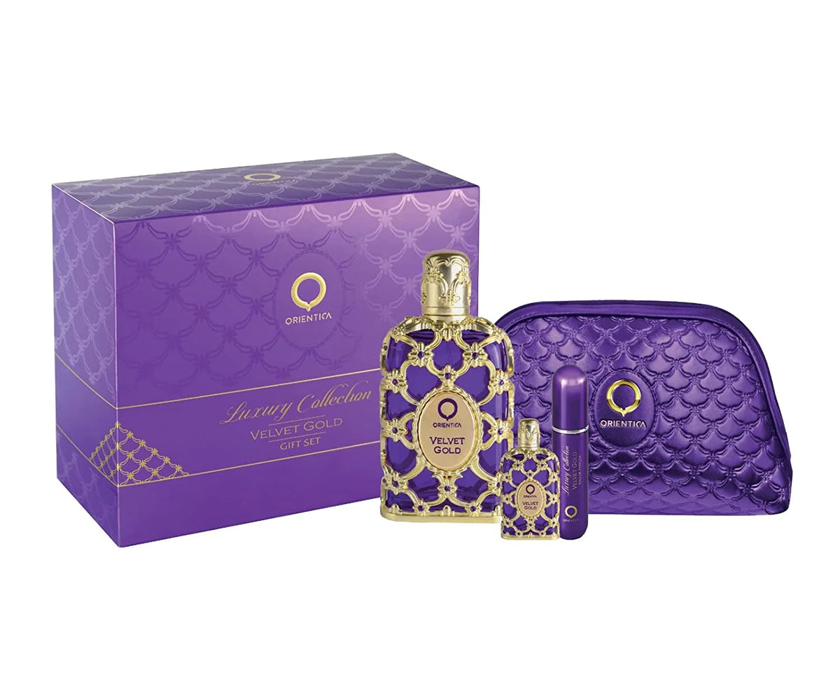 ORIENTICA LUXURY COLLECTION VELVET GOLD POUCH GIFT SET